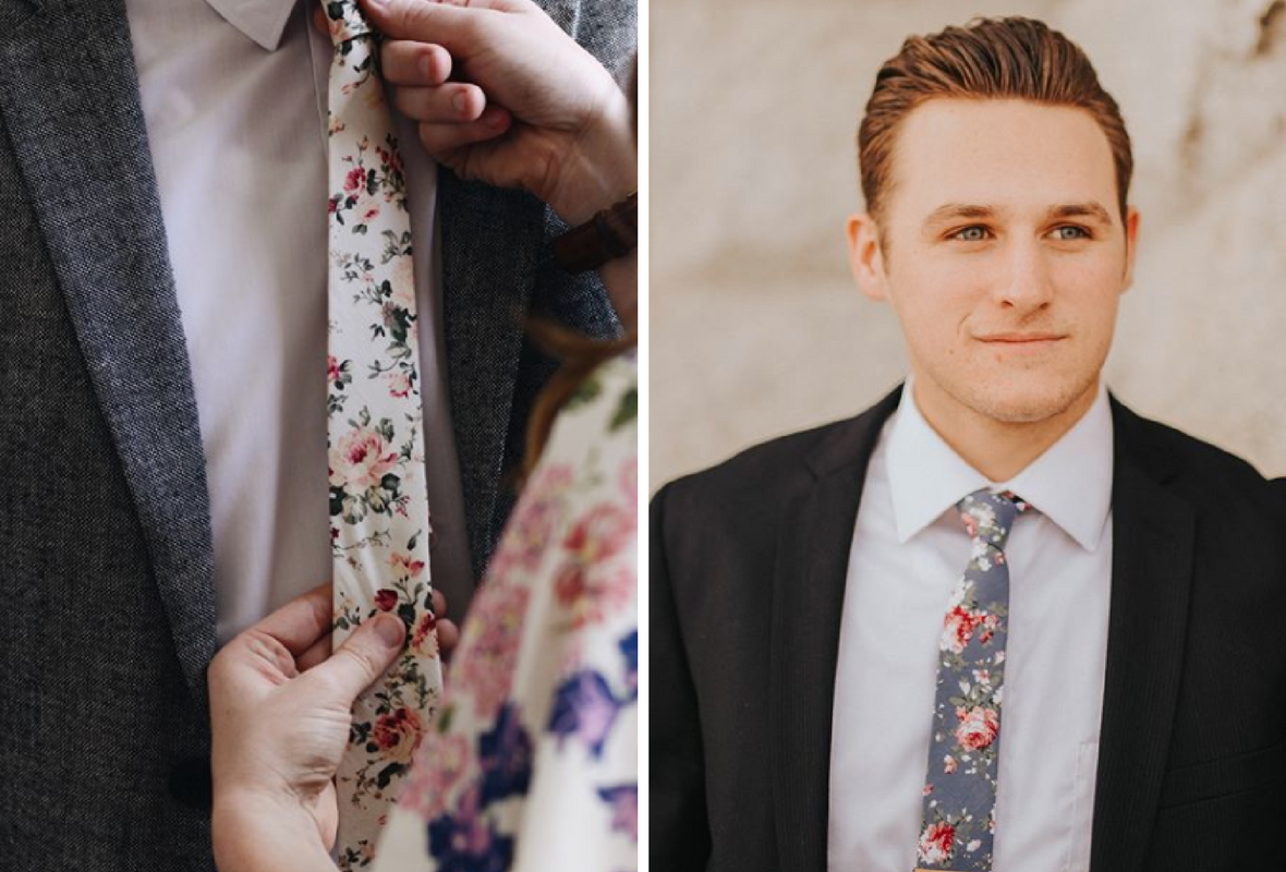 Burgundy Red Floral Tie - Grateful Gadgets